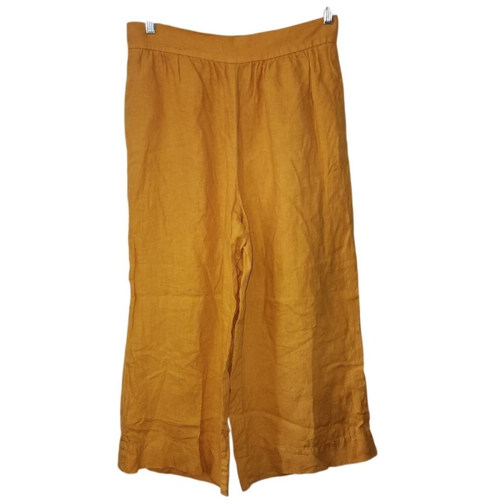 Loft Lou & Grey Golden Yellow Wide Leg Baggy Pullon Cropped Pants Size Medium